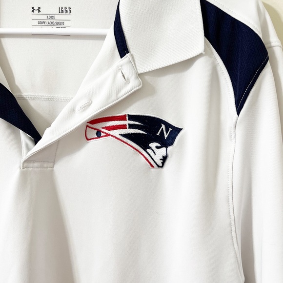 Under Armour Men's New England Patriots White Embroidered Polo Shirt Size Large - Picture 3 of 9